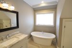 Master Bathroom with Soaking Tub in Coolidge Falls Vacation Home Rental 